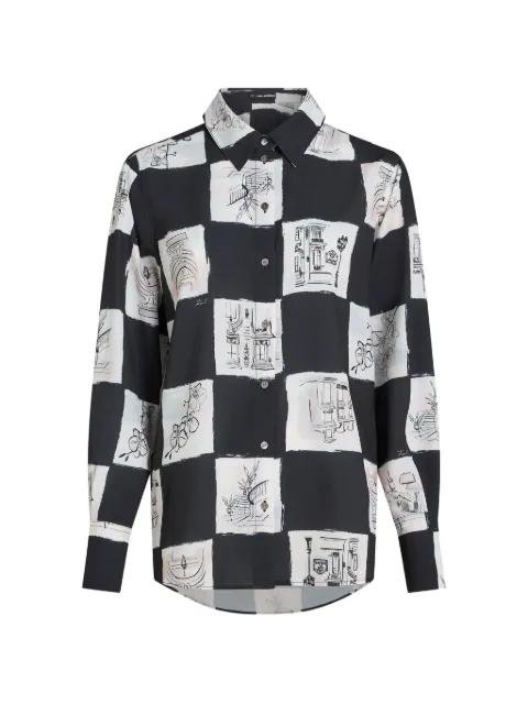 checkerboard sketch-print shirt by KARL LAGERFELD