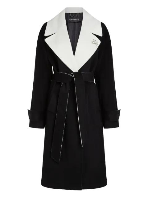 classic contrast-collar belted coat by KARL LAGERFELD