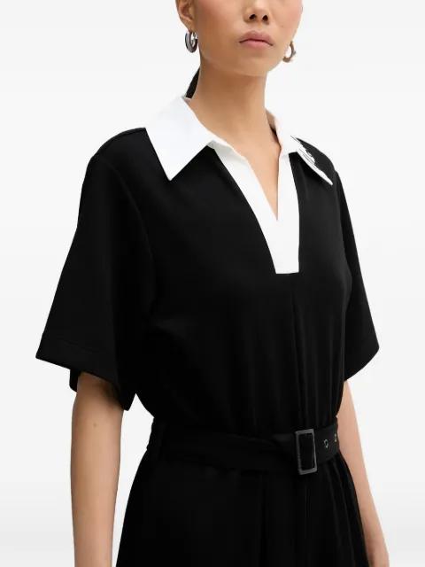 collared belted jumpsuit by KARL LAGERFELD