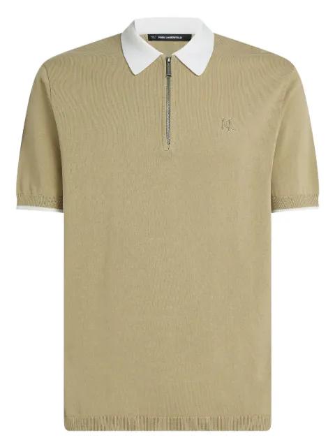 contrast-collar half-zip polo shirt by KARL LAGERFELD