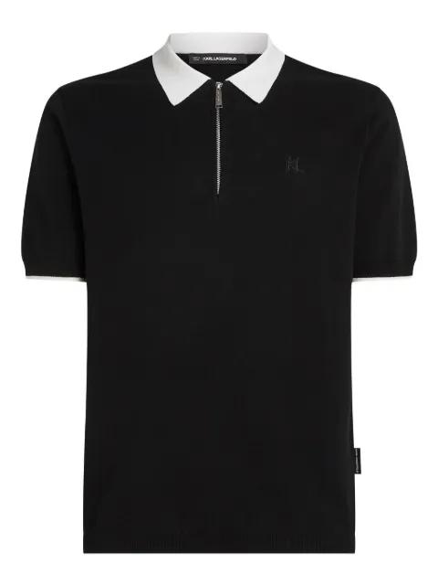 contrast-collar half-zip polo shirt by KARL LAGERFELD