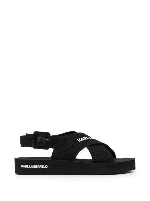 crossover-strap buckle-fastening sandals by KARL LAGERFELD