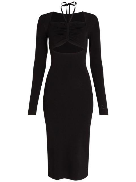 cut-out long sleeve knit dress by KARL LAGERFELD