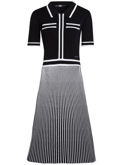 essential pleated knitted dress by KARL LAGERFELD