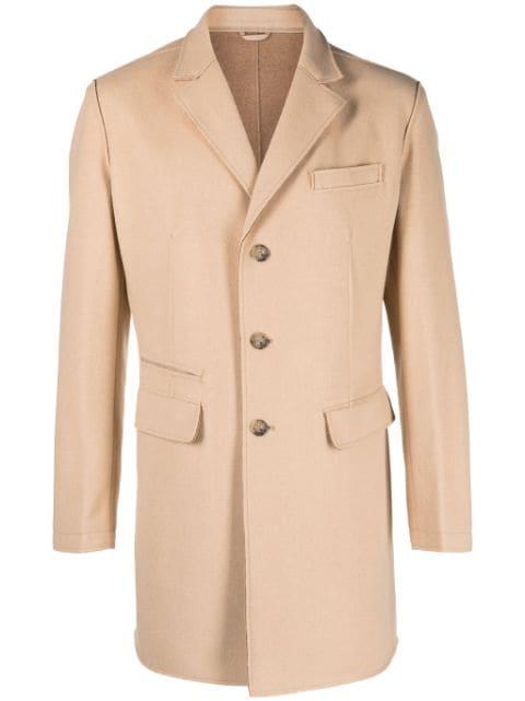 exposed-seam single-breasted midi coat by KARL LAGERFELD