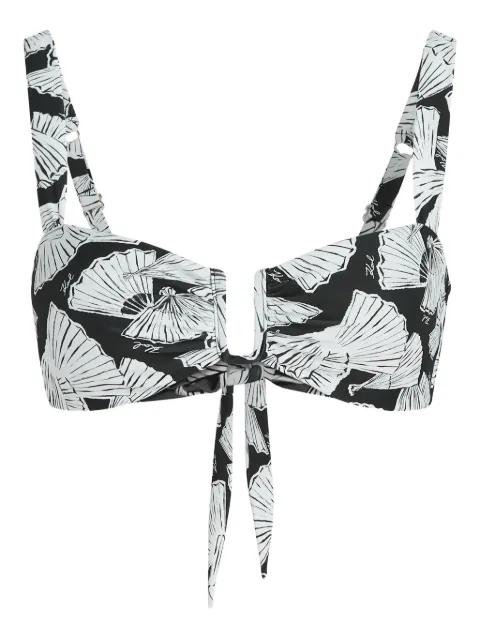 fan-print bikini top by KARL LAGERFELD