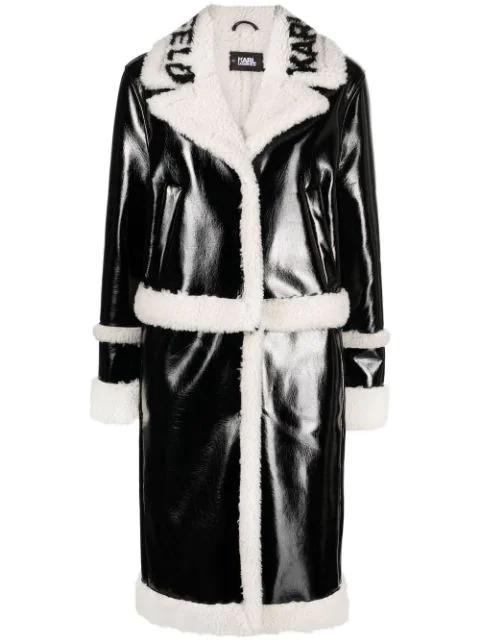faux-shearling single-breasted coat by KARL LAGERFELD
