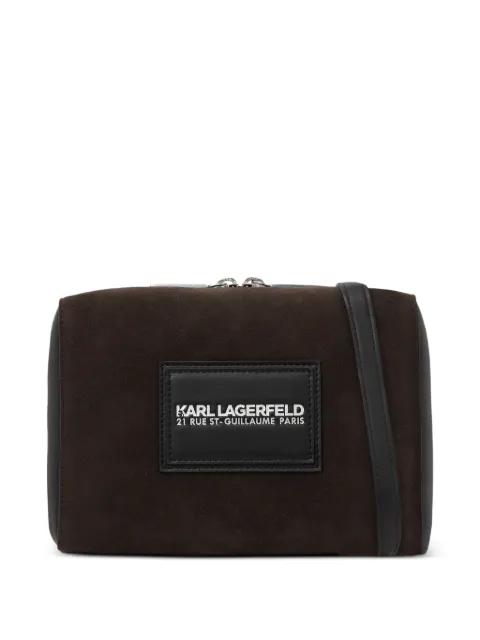 faux suede messenger bag by KARL LAGERFELD