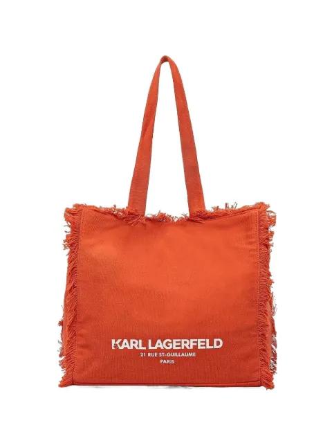 frayed-edge canvas tote bag by KARL LAGERFELD