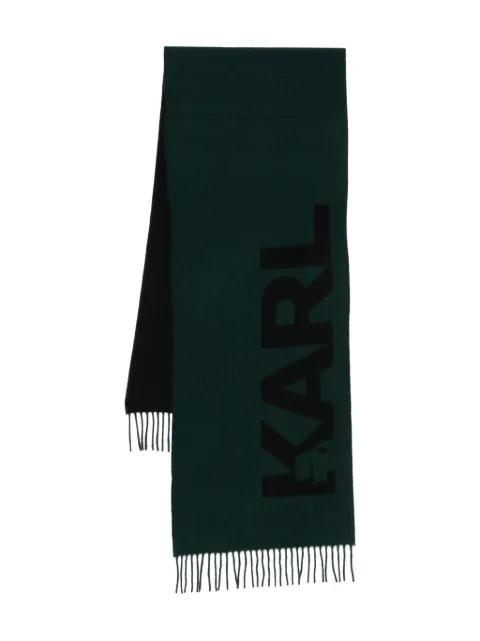 fringed logo-detal scarf by KARL LAGERFELD