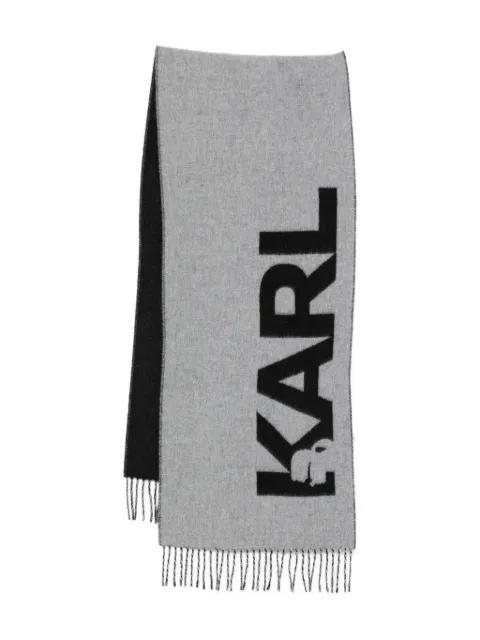 fringed logo scarf by KARL LAGERFELD