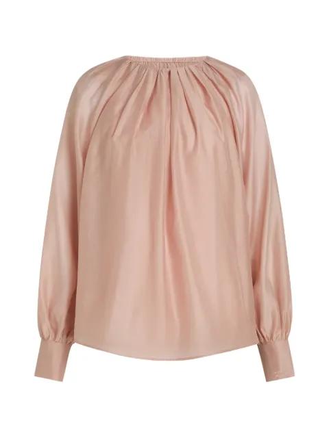 gathered-neck long-sleeve blouse by KARL LAGERFELD