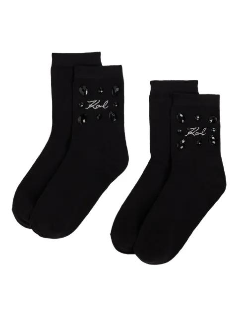 gem-embellished logo socks by KARL LAGERFELD