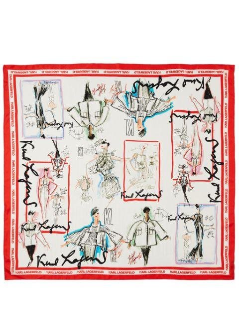 graphic-print silk scarf by KARL LAGERFELD