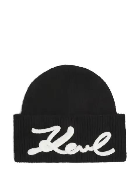 knitted logo hat by KARL LAGERFELD