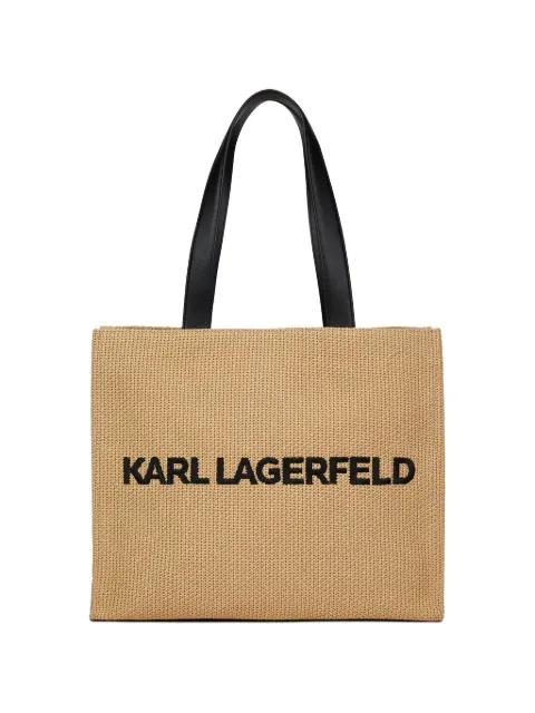 large raffia-effect tote bag by KARL LAGERFELD