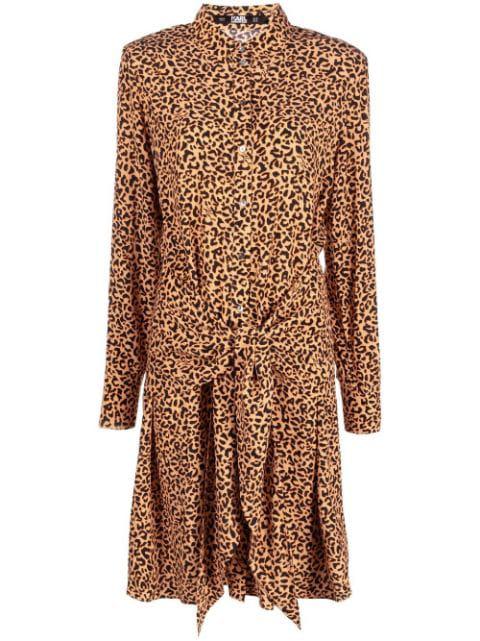 leopard-print tie-waist shirtdress by KARL LAGERFELD