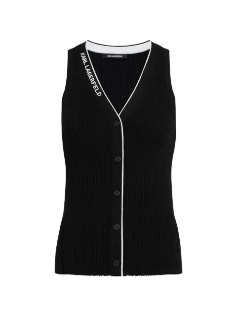 logo-detail V-neck knit top by KARL LAGERFELD