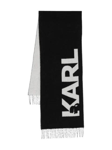 logo-detail fringe scarf by KARL LAGERFELD