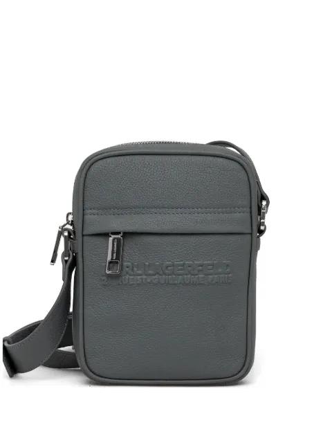 logo-embossed zip-fastening messenger bag by KARL LAGERFELD