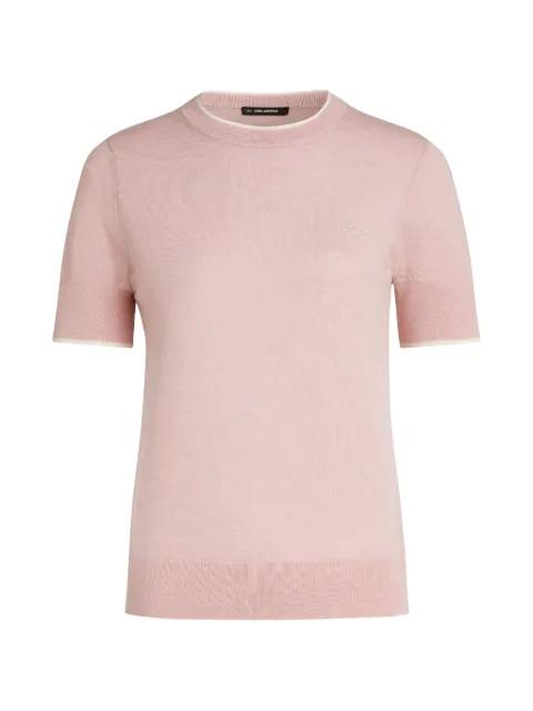 logo-embroidered merino-wool T-shirt by KARL LAGERFELD