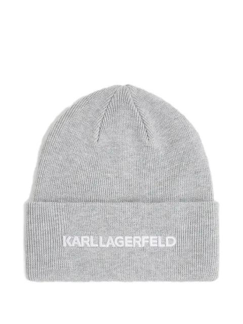 logo-embroidered ribbed beanie by KARL LAGERFELD