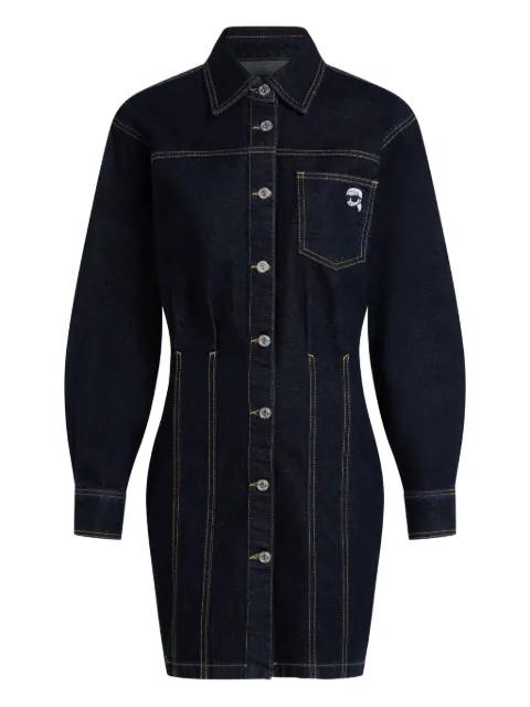 logo-patch denim shirt dress by KARL LAGERFELD