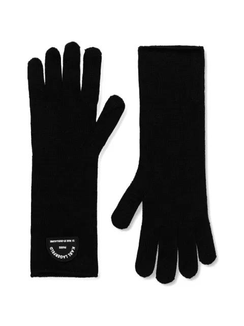 logo-patch knitted gloves by KARL LAGERFELD