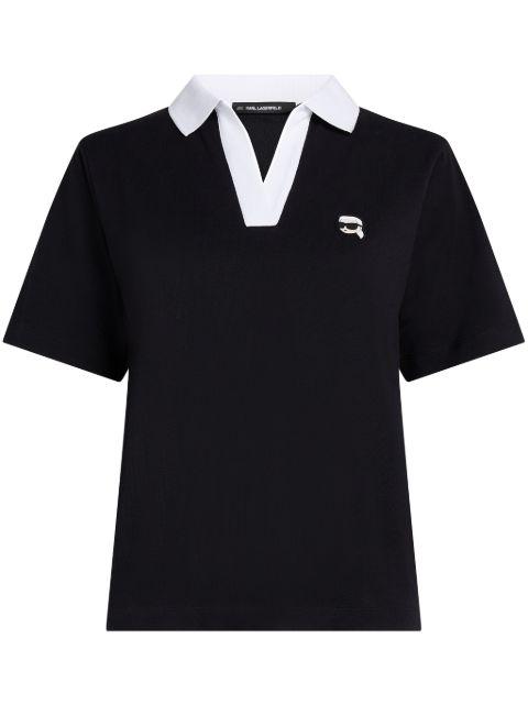 logo-patch polo top by KARL LAGERFELD