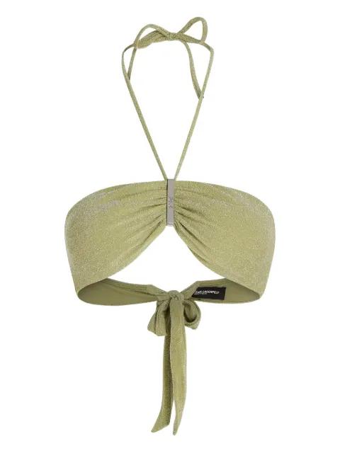 logo-plaque bikini top by KARL LAGERFELD