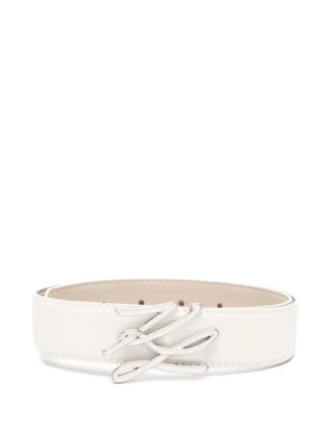 logo-plaque leather belt by KARL LAGERFELD