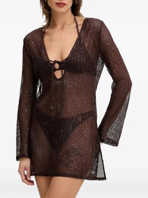 logo-plaque long-sleeve mini dress by KARL LAGERFELD
