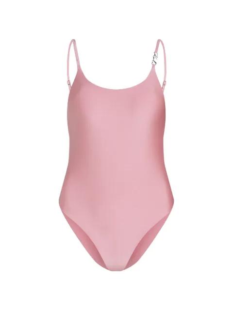 logo-plaque metallic swimsuit by KARL LAGERFELD