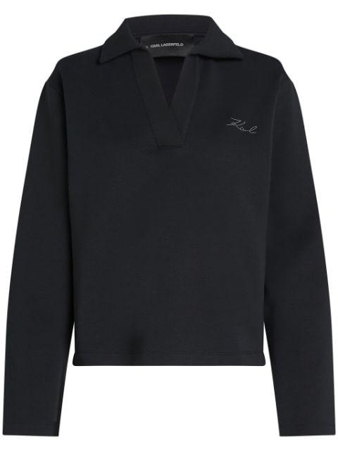 logo-print V-neck sweatshirt by KARL LAGERFELD