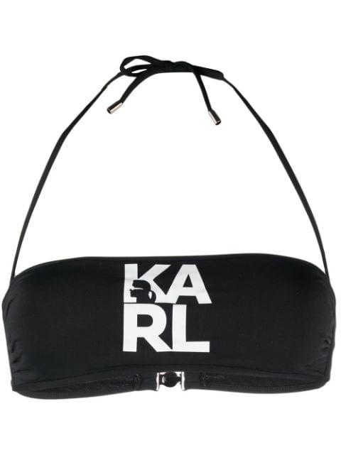 logo-print bandeau bikini top by KARL LAGERFELD