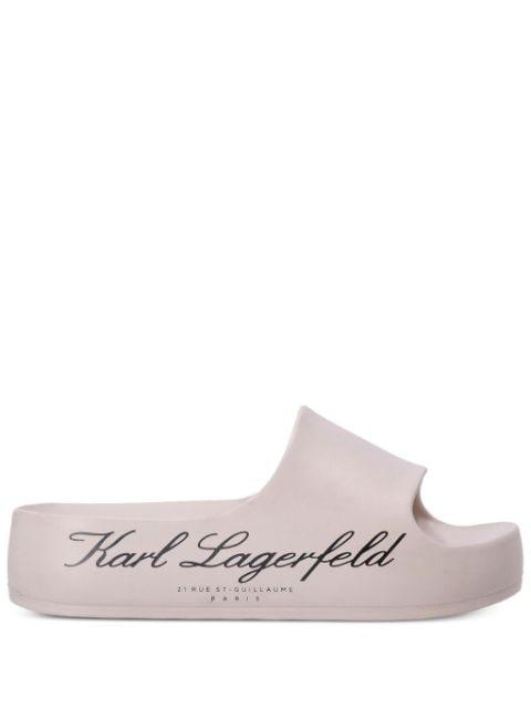 logo-print flat slides by KARL LAGERFELD