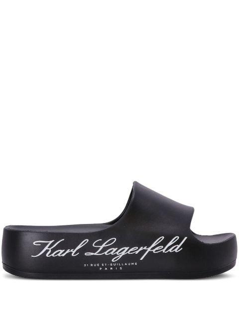logo-print flat slides by KARL LAGERFELD