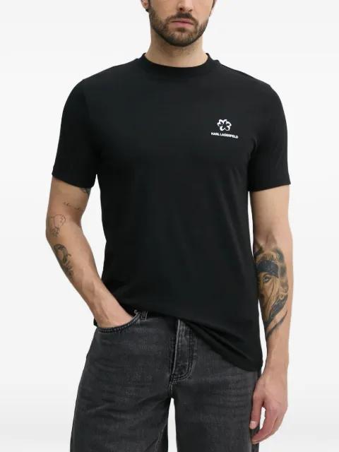 logo-print floral-motif T-shirt by KARL LAGERFELD