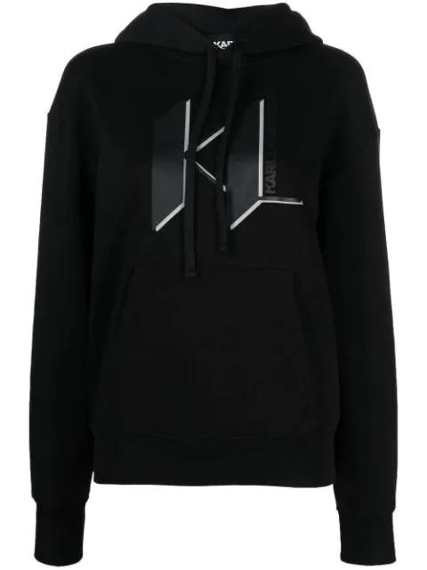 logo print pullover hoodie by KARL LAGERFELD