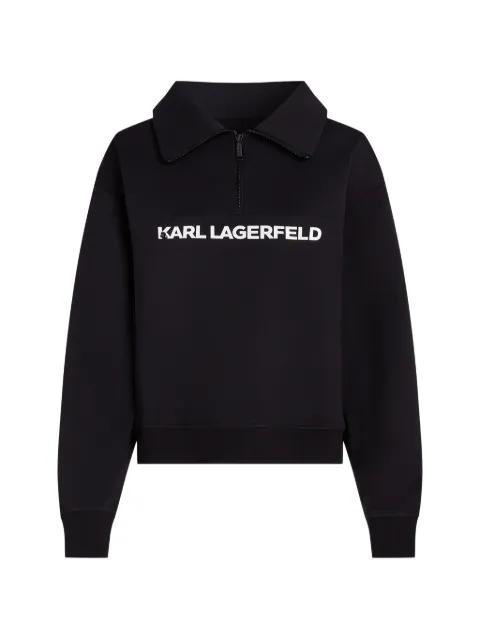 logo-print quarter-zip sweater by KARL LAGERFELD