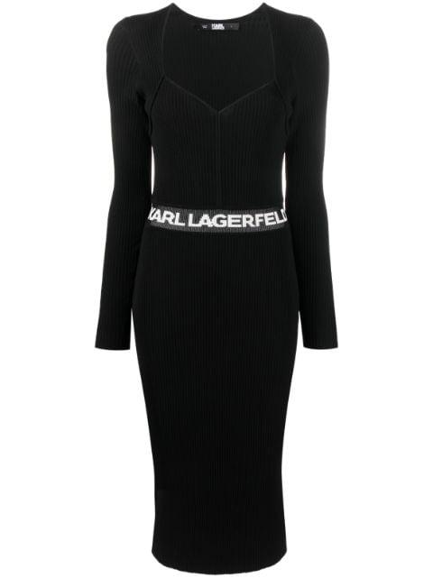 logo-print ribbed dress by KARL LAGERFELD