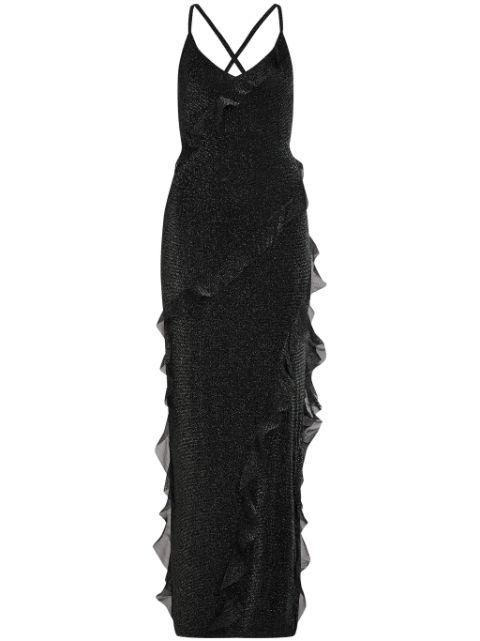lurex ruffle maxi dress by KARL LAGERFELD