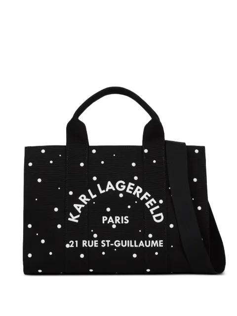 medium Rue St-Guillaume pearl-embellished cotton tote bag by KARL LAGERFELD