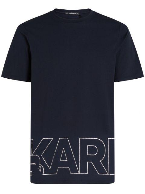 metallic logo-print T-shirt by KARL LAGERFELD