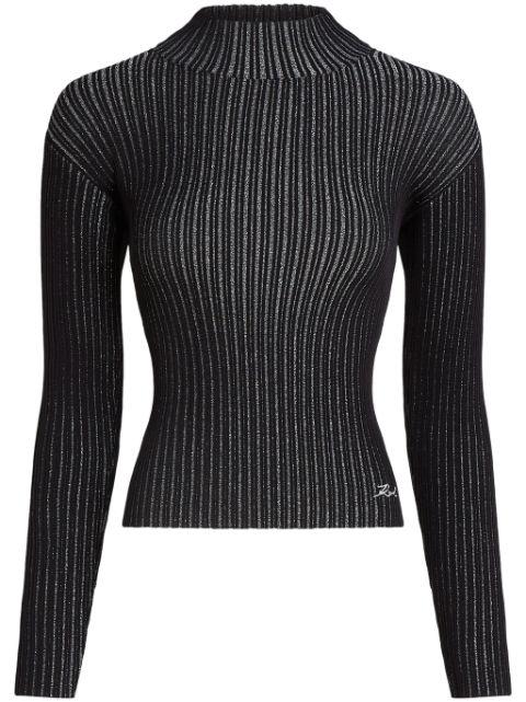 mock-neck lurex T-shirt by KARL LAGERFELD