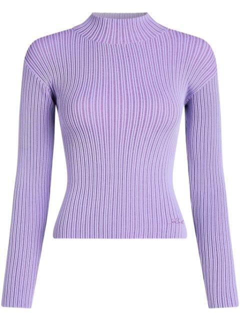 mock-neck lurex T-shirt by KARL LAGERFELD