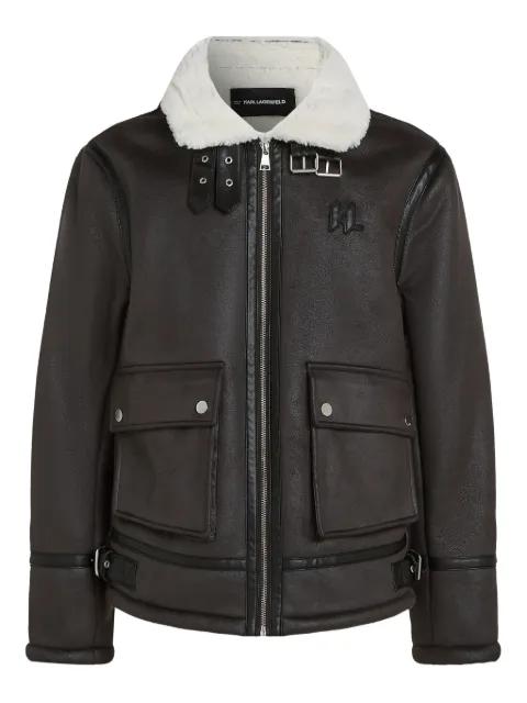 monogram faux-shearling jacket by KARL LAGERFELD