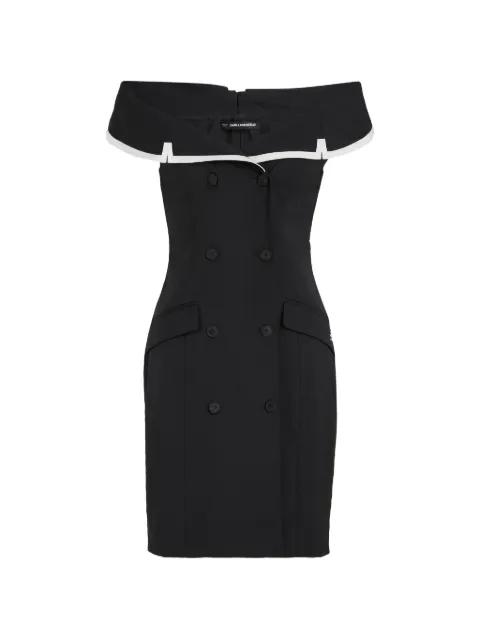 off-shoulder double-breasted mini dress by KARL LAGERFELD
