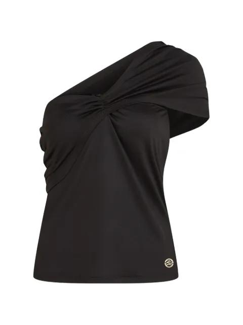 one-shoulder draped top by KARL LAGERFELD