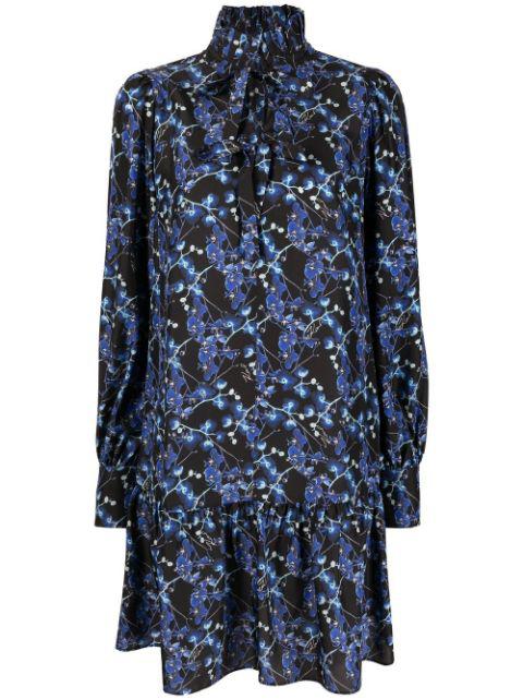 orchid-print silk dress by KARL LAGERFELD